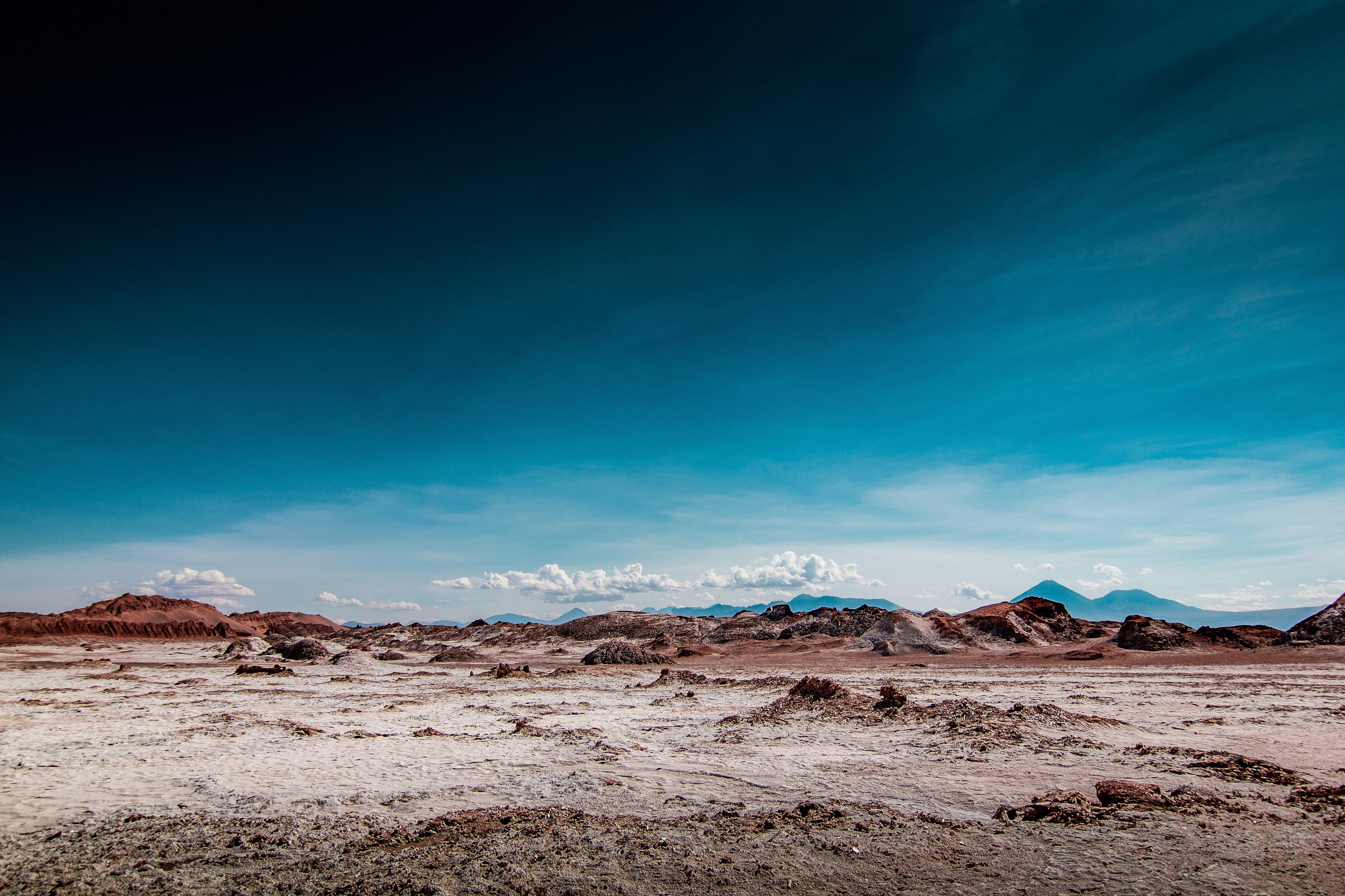 Desert landscape with dramatic blue sky