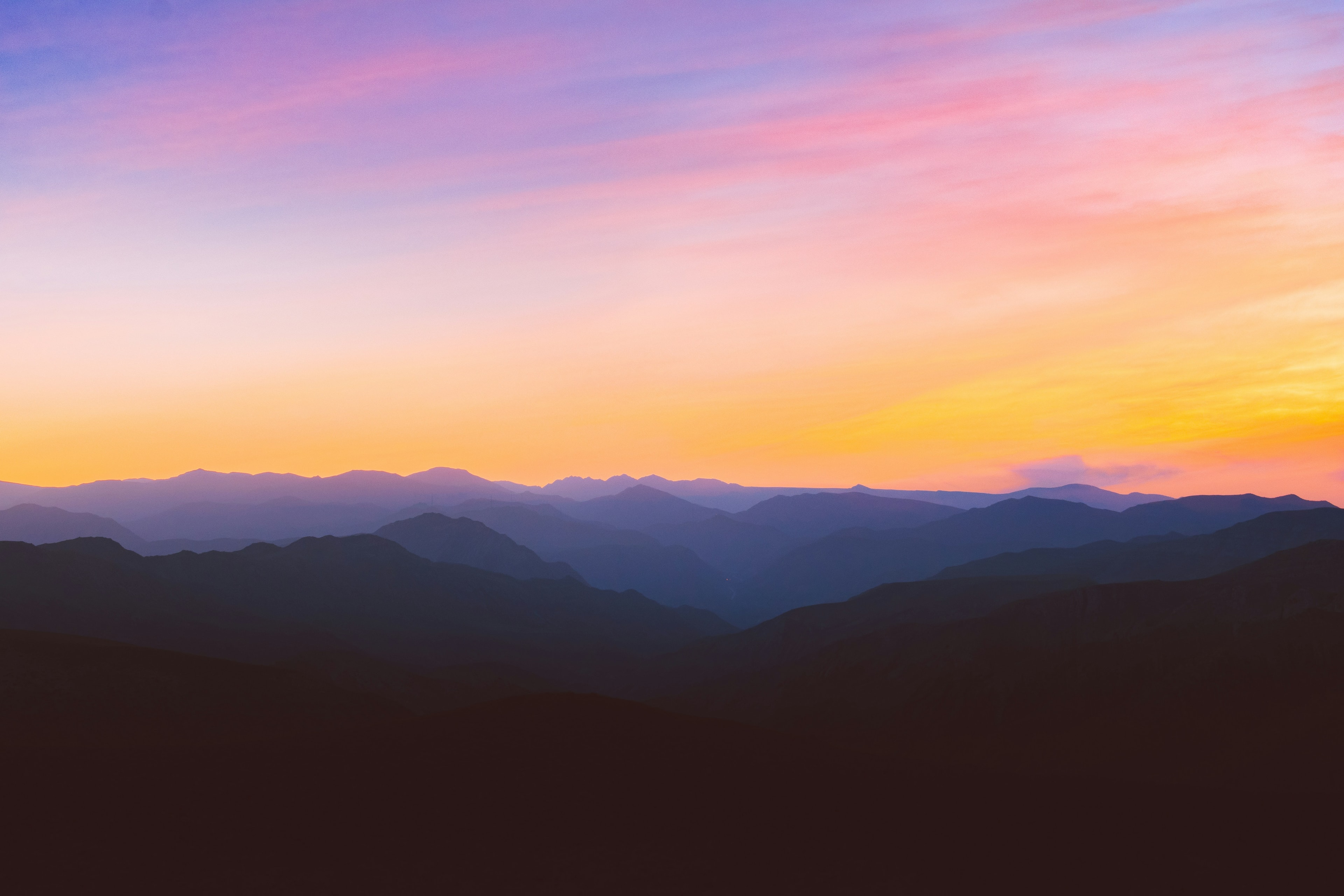 Mountain silhouettes at golden hour